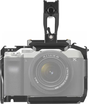Obrázek produktu pro Klec na kameru s horní rukojetí Klec na videokameru z hliníkové slitiny s dvojitým držákem Cold Shoe s mnoha 1/4" a 3/8" závity pro Sony A7CII A7C2 A7CR A7CM2