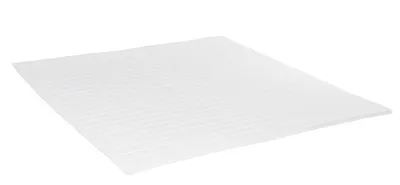 A white mattress topper with a ribbed texture is shown on a white background.