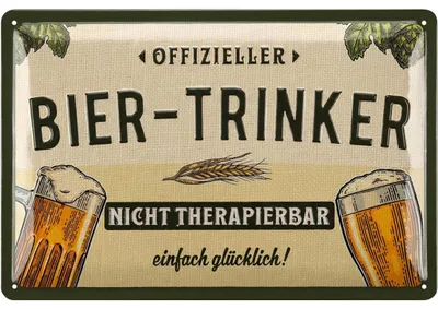 Produktbild von LANOLU Retro Blechschild BIER lustiges Sprüche Metallschild, Geschenk für Männer Kneipen Partykeller Dekoration Werkstattschild 20x30cm