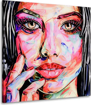 Produktbild von Leinwandbild Wandbild Frau Beautiful Face: 120x120x4cm
