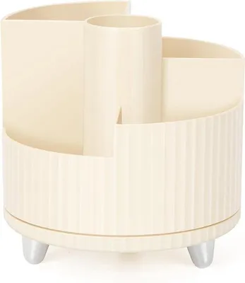 Zdjęcie produktu dla Uniqoos® Obrotowy organizer do kosmetyków o zakresie obrotu 360°, biały – 14,7 x 14,3 cm, 1 sztuka, do makijażu i pielęgnacji