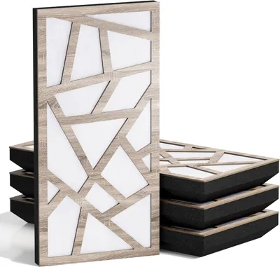 Obrázok produktu pre Sada 10 kusov úzkych akustických panelov SKYROSS-F, materiál: zamat, rozmer: 50 x 25 cm, farba: sonoma/biela