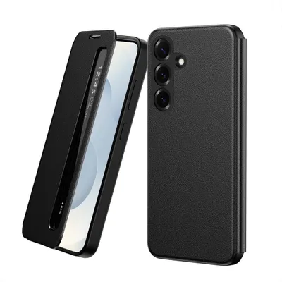 Immagine prodotto di Custodia per cellulare Smart View per Samsung Galaxy S26 Plus, custodia a libro in Pelle finta, nera