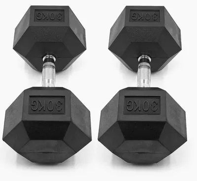 Produktbild von Hex-Hanteln - Hantelset - 2 x 30 kg - Gummiummanteltes Gusseisen - Rutschfester Griff - Ergonomischer Griff - Krafttraining