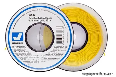 Produktbild von Viessmann 68643 - Kabel auf Abrollspule 0,14 mmÃƒâ€šÃ‚², gelb, 25 m  - Neu