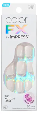 Produktbild von KISS colorFX Press On Nägel "Rebel" Weiß Glitzer-Chrom Kurz & Oval