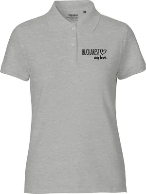 Produktbild von Huuraa Damen Polo Shirt Bucharest my love XL Sport Grey Bio Baumwolle Fairtrade Poloshirt Geschenkidee