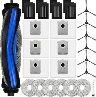 Produktbild von 24 Stück Zubehör für Ecovacs Deebot T50 MAX PRO Omni/MAX PRO Omni Gen2 Saugroboter, Ersatzteile mit 1 Hauptbürste, 6 Staubbeutel, 6 Wischtücher, 4 Filter, 6 Seitenbürsten, 1 Reinigungsbürste