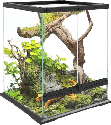 Produktbild von Reptilienterrarium 120 L Glasterrarium 45x45x60 cm, Anti-Flucht, Schwarz