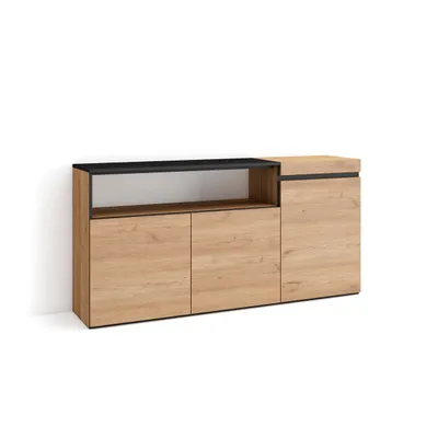 Produktbild von Sideboard, Highboard, 150x35x75cm, 3 Türen, Wohnzimmer, Küche, Eiche farbe