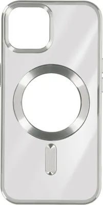 Produktbild von MagSafe Silikonhülle Apple iPhone 15 Kameraschutz Chromumrandung Silber