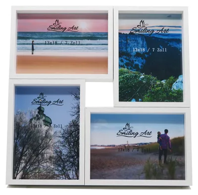 Fotocollage-Rahmen aus MDF-Holz, weiß, 4x13x18 cm