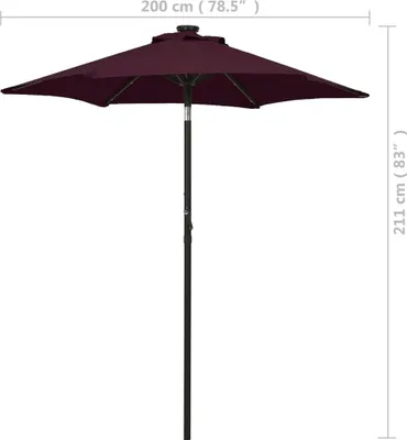 Produktbild von vidaXL Sonnenschirm mit LED-Beleuchtung Bordeauxrot 200x211 cm Alu