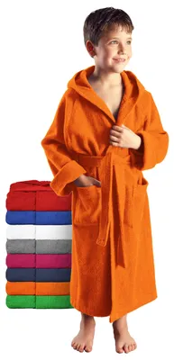 Obrázok produktu pre Detský župan 152, oranžová, 100% bavlna froté, s kapucňou, pre deti