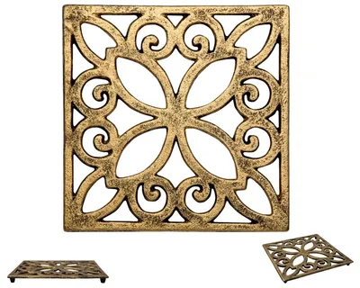 Zdjęcie produktu dla Dekoracyjna, kwadratowa podkładka pod napoje z żeliwa - 16,5 x 16,5 cm