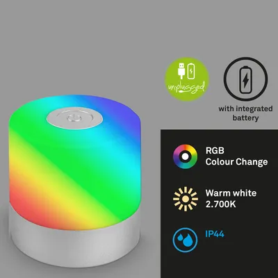 Immagine prodotto di Lampada da tavolo ricaricabile Briloner LED mini lampada da tavolo Connessione USB RGB Lampada da tavolo IP44