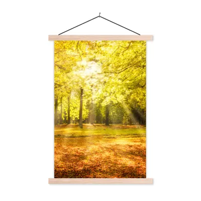 Produktbild von MuchoWow® Textilposter Baum - Natur - Sonne - Landschaft - Wald 120x180 cm mit holzfarbenen Rahmen - Textil-Plakat