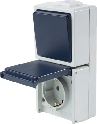 Produktbild von as-Schwabe Aufputzschalter Aus-/Wechselschalter Steckdose 230V IP54