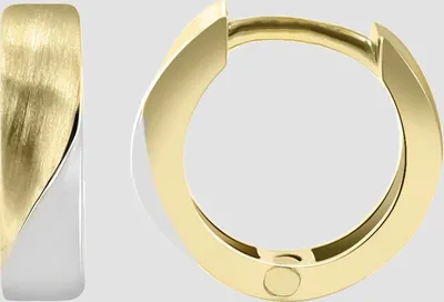 Produktbild von 375/- Gold "Elli" Klapp-Creolen mit Zirkoniabesatz, 9 Karat, Bicolor