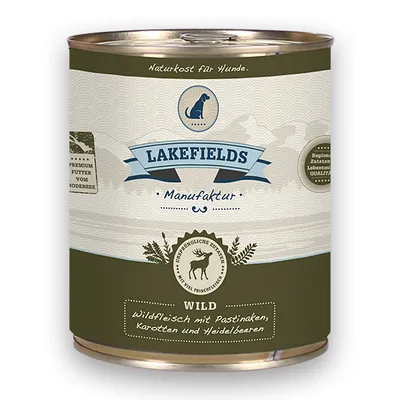 Produktbild von Lakefields Dosenfleisch-Menü Wild für ausgewachsene Hunde, 6 x 800 g