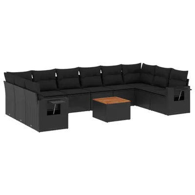 Immagine prodotto di vidaXL Set di divani da giardino da 11 pezzi con cuscini in polirattan nero