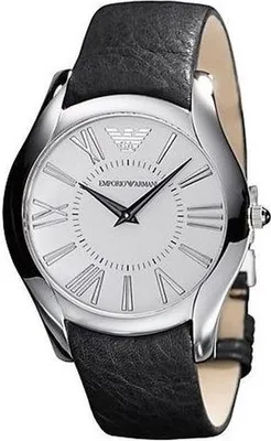 Produktbild von Emporio Armani AR2020 Herrenuhr Lederband Edelstahl 50m Analog schwarz