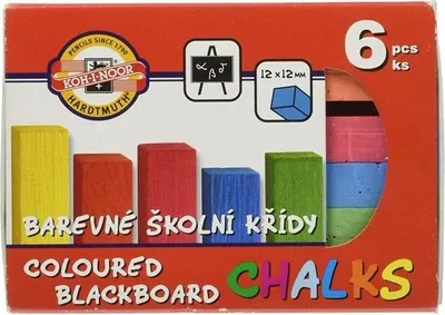 Obrázek produktu pro Čtvercové barevné křídy 6 barev Koh-i-noor