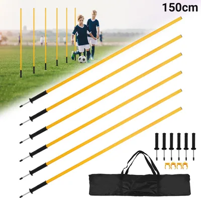 Produktbild von Bettizia 6x Slalomstangen Fussball 1,5 m sprunghafte Agilität Stangen Agility Trainingsset Gelb