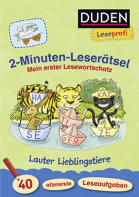 Obrázok produktu pre Duden Leseprofi - 2-Minuten-Leserätsel: Mein erster Lesewortschatz. Lauter Lieblingstiere