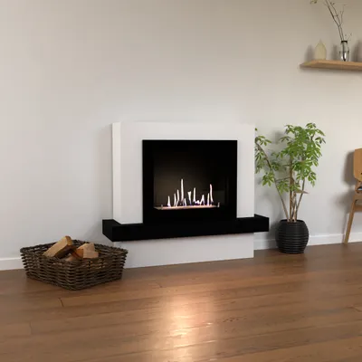 Produktbild von GLOW FIRE Ethanol Kamin 'Larvik' | Ethanolofen in weiß mit 3 Std. Brenndauer und 2 KW Heizleistung | BxHxT: 114x97x32 cm