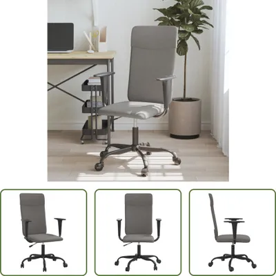 Image de The Living Store Chaise de bureau Réglable en hauteur Gris foncé Tissu
