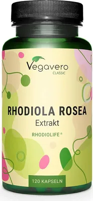 Produktbild von Vegavero Rhodiola rosea | 120 Kapseln | Markenrohstoff Rhodiolife® mit 3% Rosavin und 1% Salidrosid | vegan
