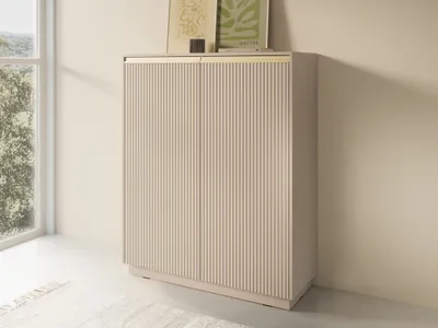 Produktbild von Hohe Kommode mit Regalen MANANA - beige