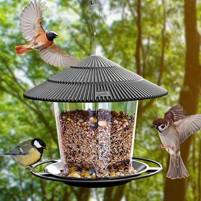 Produktbild von SANOTO Vogelfutterhaus, Futterhaus für Vögel Vogelfutterspender – Grau