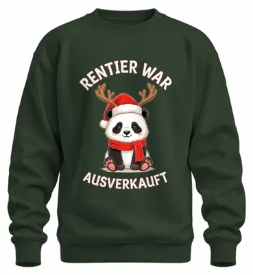 Image de Sweatshirt ou pull "Rentier War", motif panda de Noël, amusant, couleur vert bouteille, taille M