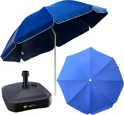 Image de Parasol Parasol de marché 240 cm avec set de base carré Jardin Plage Balcon