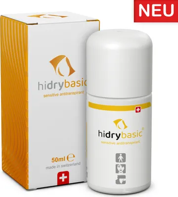 Produktbild von hidry®basic Antitranspirant (50 ml) gegen Schwitzen und Schweiß, kein Deo