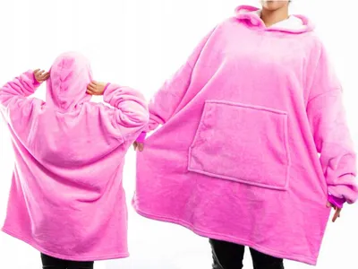 Produktbild von Kuscheldecke Hoodie XXL rosa flauschig warm Oversize bequem für kalte Abende Sofa Zuhause