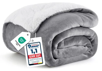 Produktbild von BEDSURE Sherpa Kuscheldecke Flauschig 150x200 - Sofadecke, Grau