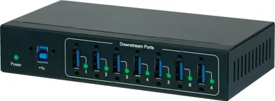 Image de Renkforce Hub 7 ports USB 3.0 pour applications industrielles, pour montage mural Noir
