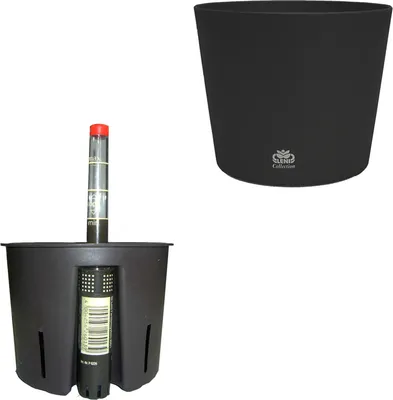 Produktbild von Set3  Blumentopf Flori Ø 16 schwarz+Kulturtopf+Wasserstandsanzeiger