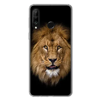 Produktbild von MuchoWow® Handyhülle Schutzhülle Hülle für Huawei P30 Lite Löwe - Porträt - Schwarz - Tiere Silikon Softcase Handy Hülle - Handyhülle