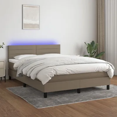 Produktbild von Boxspringbett mit Matratze & LED Taupe 140x190 cm Stoff