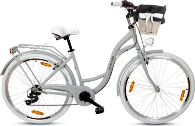 Produktbild von Goetze Mood 28 Zoll City Bike, 18 Zoll Tiefeinsteigerrahmen, 7-Gang Shimano Tourney, V-Bremse, LED-Beleuchtung, Komfortsattel, Rattankorb