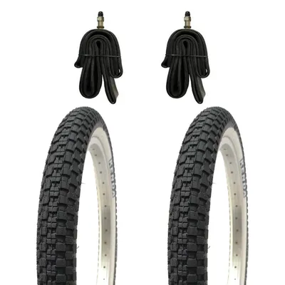 Produktbild von 2x 20 Zoll Fahrradreifen Kenda 20x2.125 Zoll mit Weisswand inkl. Schläuche mit Dunlopventilen