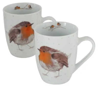 Produktbild von Becher Robin 330 ml Porzellan Motiv H.11 cm 2er Set