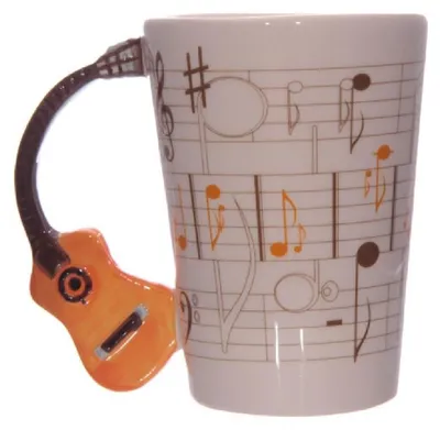 Image de Mug en céramique avec anse guitare orange 10 cm