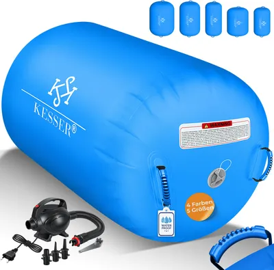 Produktbild von KESSER® Aufblasbare Air Roll Airtrack, Gymnastik-Rolle | inkl. Tragetasche & elektr. Luftpumpe | Barrel Gymnastik Tumbling | Yoga Gymnastik Rolle Gymnastikmatte, Fitnessrolle