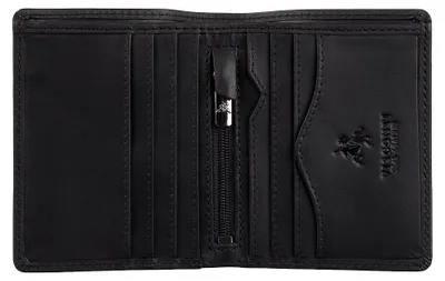 Immagine prodotto di Portafoglio da uomo Visconti in vera pelle nera, con protezione RFID, dimensioni 10x8 cm