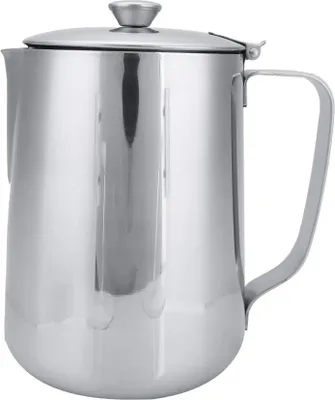 Produktbild von Edelstahl Milchkanne mit Deckel 2000 ml - Kaffeekanne für Latte - Milchschaumkanne - Tee - Gastronomie geeignet